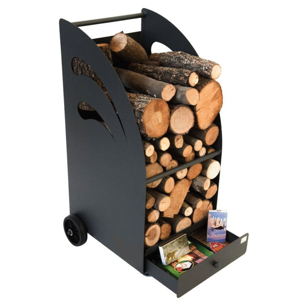 Porte-bûches sur roulettes en fer forgé – Modèle Réservoir